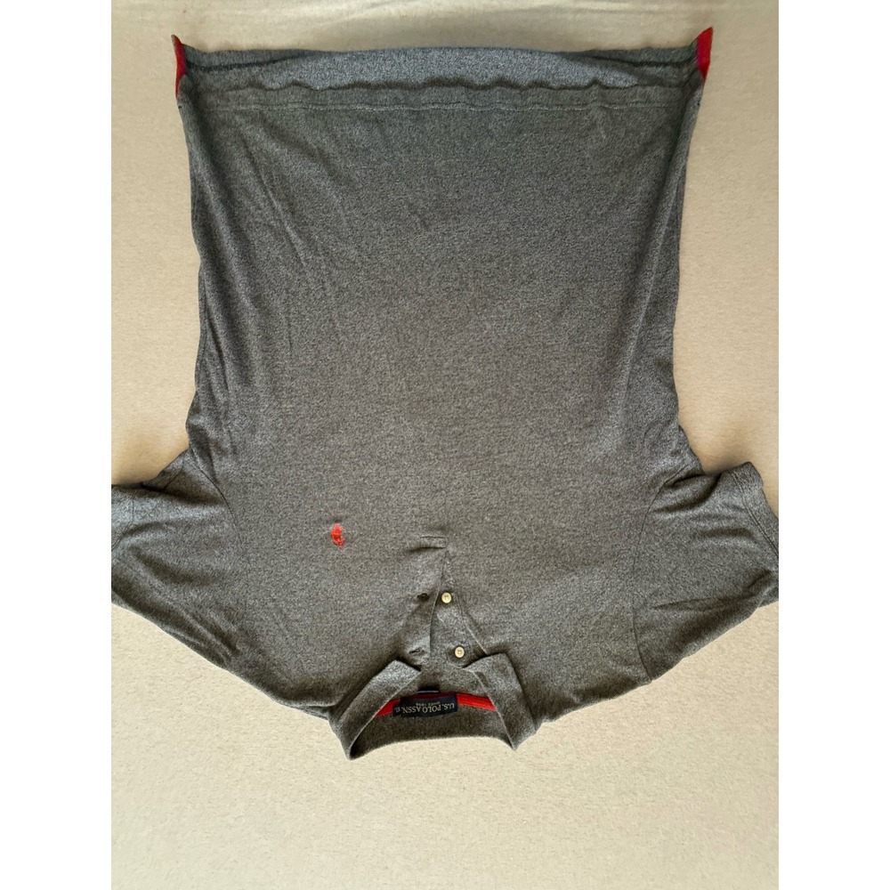 US Polo Assn Mens XL Polo Shirt Gray Short Sleeve Cotton Pique Red Logo